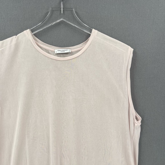 EQUIPEMENT Shirt Womens Small Light Pink Sheer Drapey Crew Neck Muscle tee Tank - Picture 3 of 15
